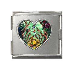 Monkey Tiger Bird Parrot Forest Jungle Style Mega Link Heart Italian Charm (18mm) by Grandong