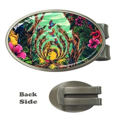 Monkey Tiger Bird Parrot Forest Jungle Style Money Clips (oval)  by Grandong