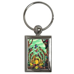 Monkey Tiger Bird Parrot Forest Jungle Style Key Chain (rectangle) by Grandong