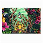 Monkey Tiger Bird Parrot Forest Jungle Style Postcard 4 x 6  (Pkg of 10) Front
