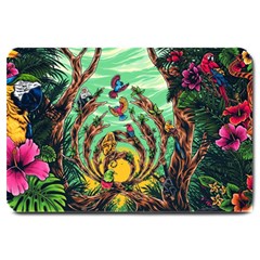 Monkey Tiger Bird Parrot Forest Jungle Style Large Doormat by Grandong