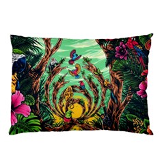 Monkey Tiger Bird Parrot Forest Jungle Style Pillow Case by Grandong