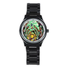 Monkey Tiger Bird Parrot Forest Jungle Style Stainless Steel Round Watch by Grandong
