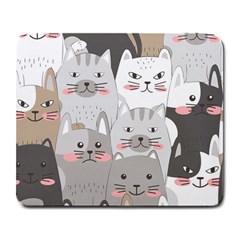 Cute Cats Seamless Pattern Large Mousepad by Bangk1t