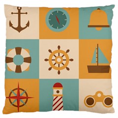 Nautical Elements Collection Large Cushion Case (one Side) by Bangk1t