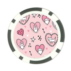 Cartoon Cute Valentines Day Doodle Heart Love Flower Seamless Pattern Vector Poker Chip Card Guard (10 Pack)