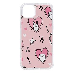Cartoon Cute Valentines Day Doodle Heart Love Flower Seamless Pattern Vector Iphone 14 Plus Tpu Uv Print Case by Bangk1t