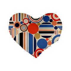 Geometric Abstract Pattern Colorful Flat Circles Decoration Standard 16  Premium Flano Heart Shape Cushions