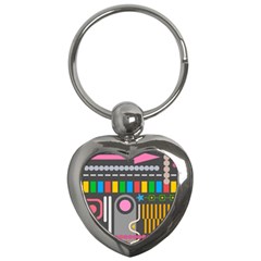 Pattern Geometric Abstract Colorful Arrow Line Circle Triangle Key Chain (heart)