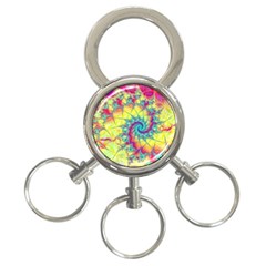 Fractal Spiral Abstract Background Vortex Yellow 3-ring Key Chain by Bangk1t