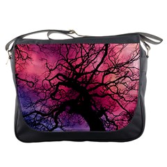 Trees Silhouette Sky Clouds Sunset Messenger Bag