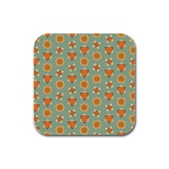 Floral Pattern Rubber Square Coaster (4 Pack) by Amaryn4rt
