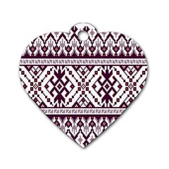 Illustration Ukrainian Folk Seamless Pattern Ornament Dog Tag Heart (two Sides)