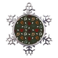 Art Halloween Pattern Creepy Design Digital Papers Metal Large Snowflake Ornament by pakminggu