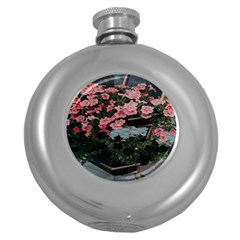 Pink Peony  Flower Round Hip Flask (5 Oz) by artworkshop