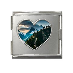 Nature Mountain Valley Mega Link Heart Italian Charm (18mm) by Ravend