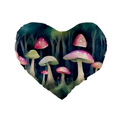 Mushroom Fungus Standard 16  Premium Heart Shape Cushions