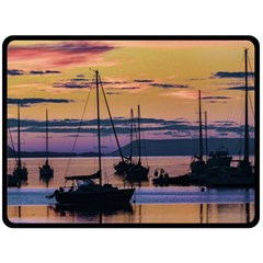 Twilight Over Ushuaia Port Two Sides Fleece Blanket (large) by dflcprintsclothing