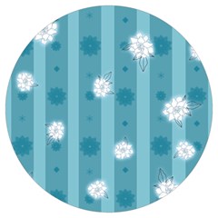 Gardenia Flowers White Blue Round Trivet by Grandong