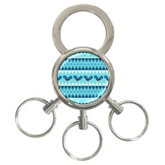 Blue Christmas Vintage Ethnic Seamless Pattern 3-ring Key Chain by Grandong