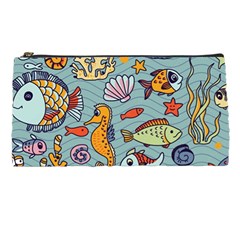 Cartoon Underwater Seamless Pattern With Crab Fish Seahorse Coral Marine Elements Pencil Case by Grandong