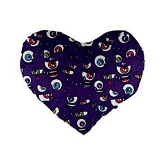 Eye Artwork Decor Eyes Pattern Purple Form Backgrounds Illustration Standard 16  Premium Flano Heart Shape Cushions by Grandong