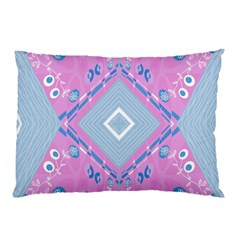 Bohemian Chintz Illustration Pink Blue White Pillow Case (two Sides) by Mazipoodles