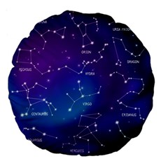 Realistic Night Sky With Constellations Large 18  Premium Flano Round Cushions by Cowasu