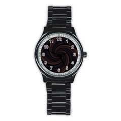 Wave Curves Abstract Art Backdrop Stainless Steel Round Watch by Grandong