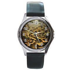 Landscape Mountains Forest Trees Nature Round Metal Watch