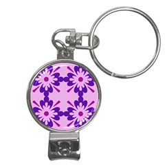 Pink And Purple Flowers Pattern Nail Clippers Key Chain by shoopshirt