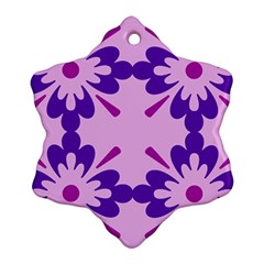 Pink And Purple Flowers Pattern Snowflake Ornament (two Sides) by shoopshirt