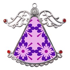 Pink And Purple Flowers Pattern Metal Angel With Crystal Ornament by shoopshirt