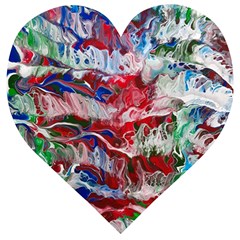 Abstract Waves Wooden Puzzle Heart by kaleidomarblingart