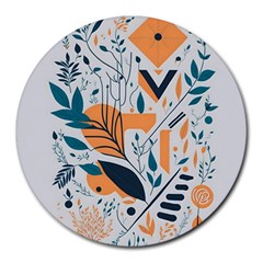 Pattern Flowers Design Nature Round Mousepad by uniart180623