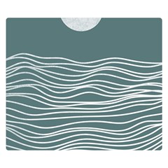 Sea Waves Moon Water Boho Two Sides Premium Plush Fleece Blanket (small) by uniart180623