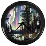 Northern Lights Aurora Borealis Wall Clock (Black)