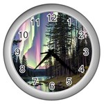 Northern Lights Aurora Borealis Wall Clock (Silver)