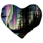 Northern Lights Aurora Borealis Large 19  Premium Heart Shape Cushions
