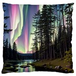 Northern Lights Aurora Borealis Large Premium Plush Fleece Cushion Case (One Side)