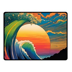 Waves Rainbow Sea Two Sides Fleece Blanket (small) by uniart180623
