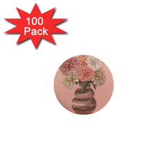 Flowers Vase Rose Plant Vintage 1  Mini Buttons (100 Pack)  by uniart180623