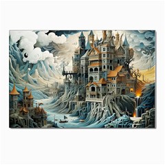 Castle Storm Sea Postcards 5  X 7  (pkg Of 10) by pakminggu
