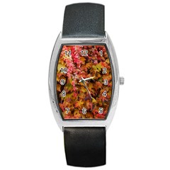Red And Yellow Ivy  Barrel Style Metal Watch by okhismakingart