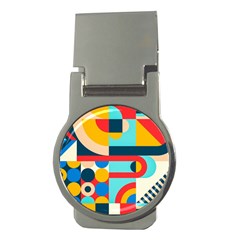 Geometric Shape Colorful Abstract Wave Money Clips (round) 