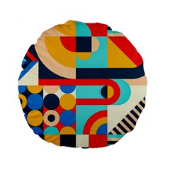 Geometric Shape Colorful Abstract Wave Standard 15  Premium Flano Round Cushions by Cowasu