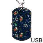 Monster Alien Pattern Seamless Background Dog Tag USB Flash (One Side)
