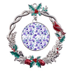 Violet-01 Metal X mas Wreath Holly Leaf Ornament by nateshop