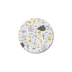 Doodle Seamless Pattern With Autumn Elements Golf Ball Marker by pakminggu