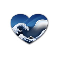 The Great Wave Off Kanagawa Rubber Heart Coaster (4 Pack) by pakminggu